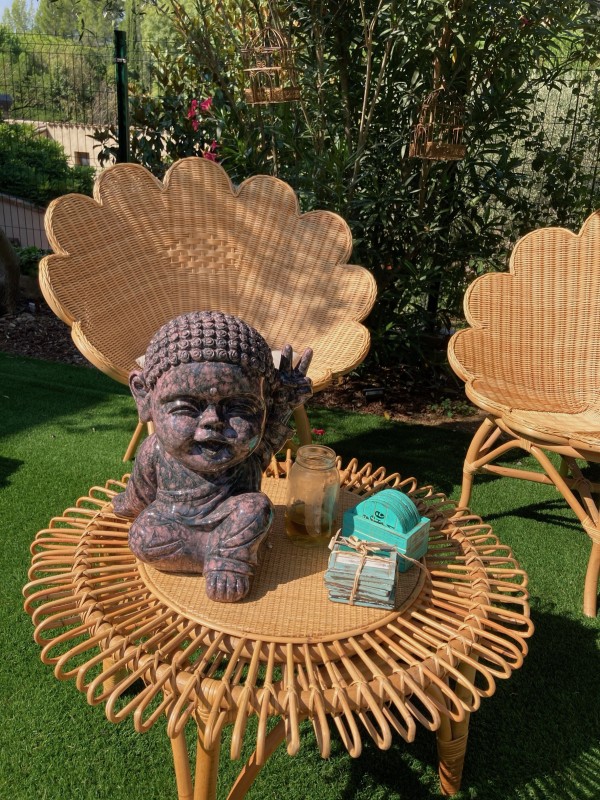 Statues Bouddha personnalisées pour jardin zen dans hôtel de charme en Provence à Aix dans le 13